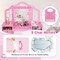 Costway Kids Vanity Table & Chair Set 2-in-1 Princess Pretend Play Makeup Vanity Set Pink/White